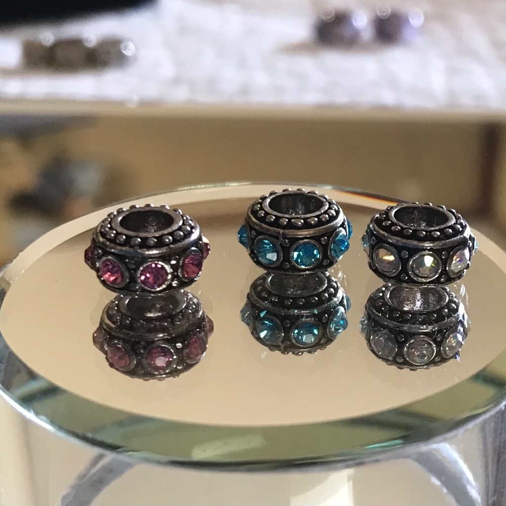 Jeweled pandora style charms set of two
